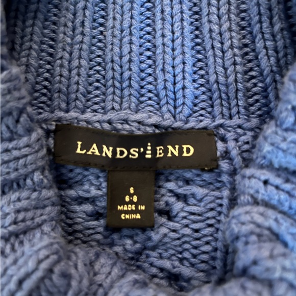 Lands' End Blue cable Knit Sweater women’s size S ( 6-8) - Picture 3 of 3
